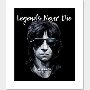 Jeff Beck No. 10: Legends Never Die, Rest In Peace 1944 - 2023 (RIP) on a Dark Background Posters and Art